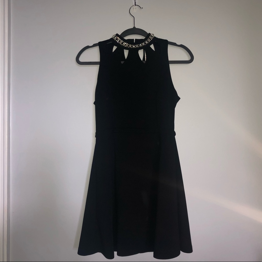 Black Dress with Pearl Details